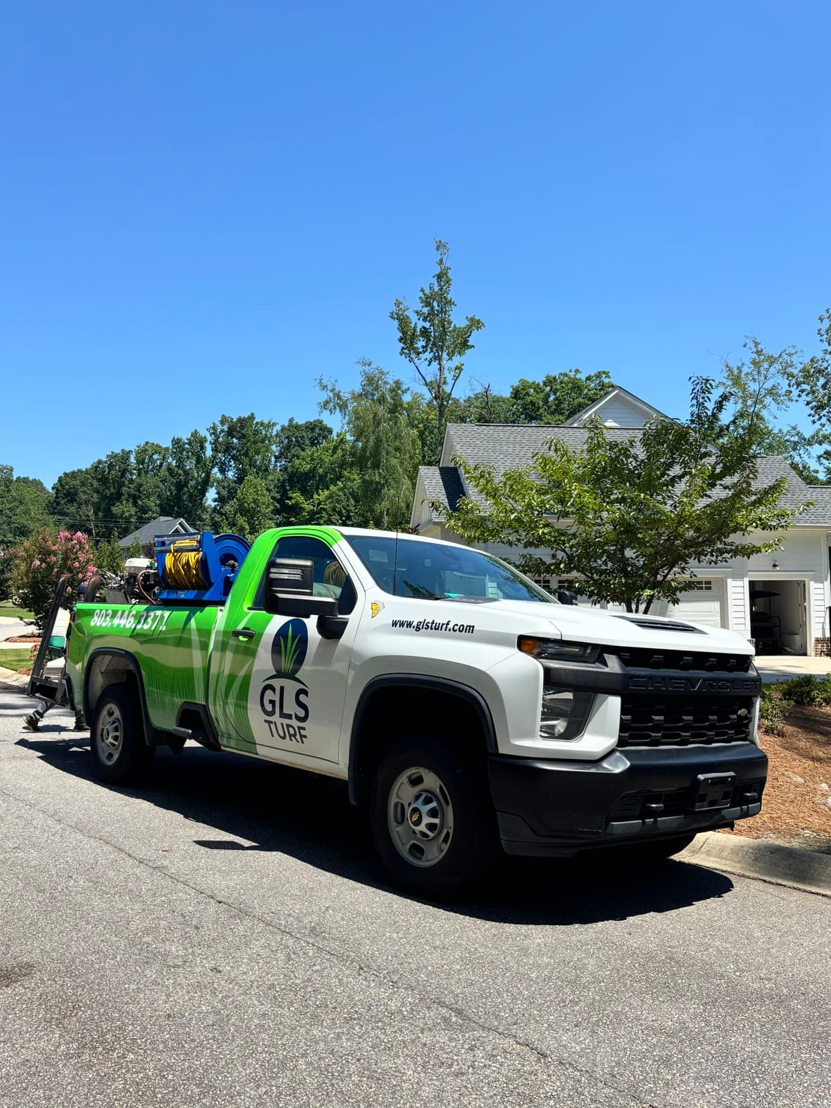 Branded GLS Turf service truck in Lexington, South Carolina